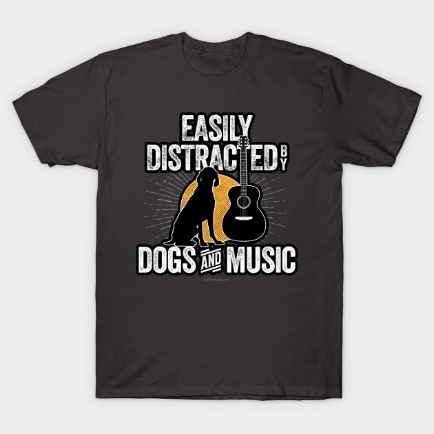 Easily Distracted by Dogs and Music T-Shirt by eBrushDesign